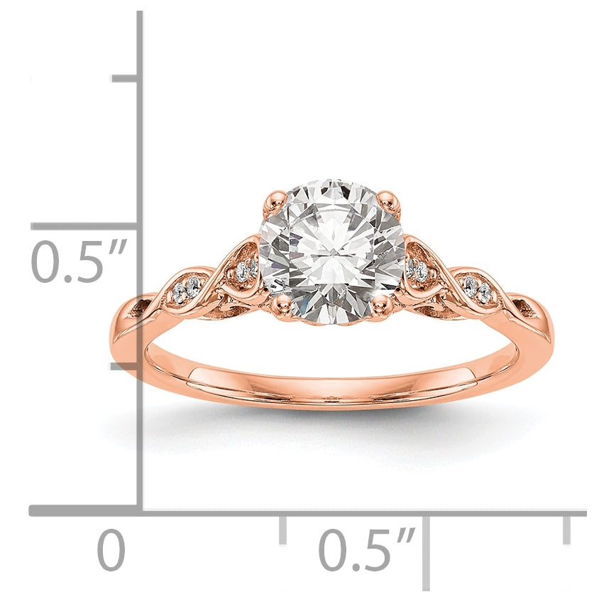 14K Rose Gold Peg Set Diamond Semi-mount Engagement Ring