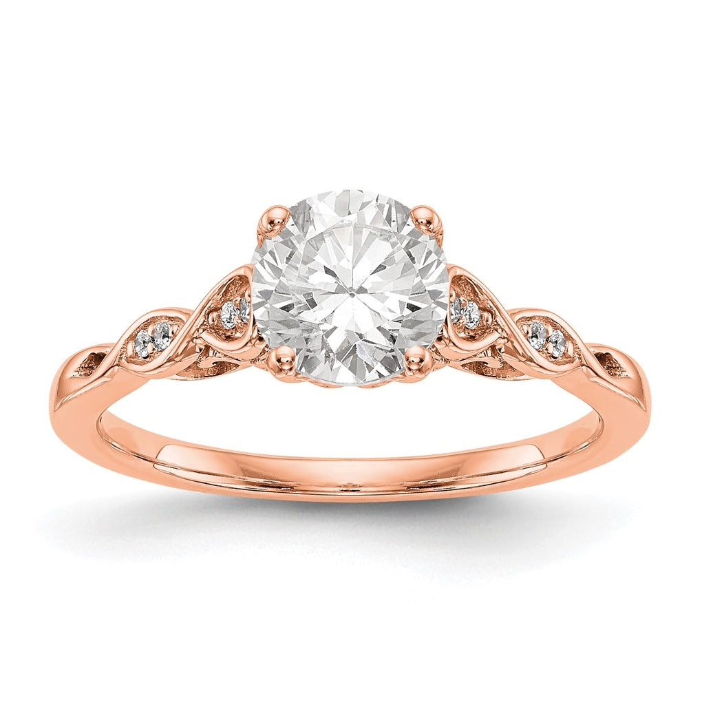 14K Rose Gold Peg Set Diamond Semi-mount Engagement Ring