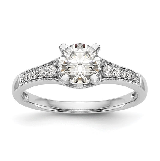 14K White Gold Peg Set 1/10ct Diamond Semi-mount Engagement Ring