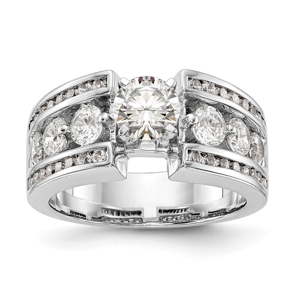 14K White Gold Peg Set 1.3 carat Channel-set Diamond Semi-mount Engagement Ring