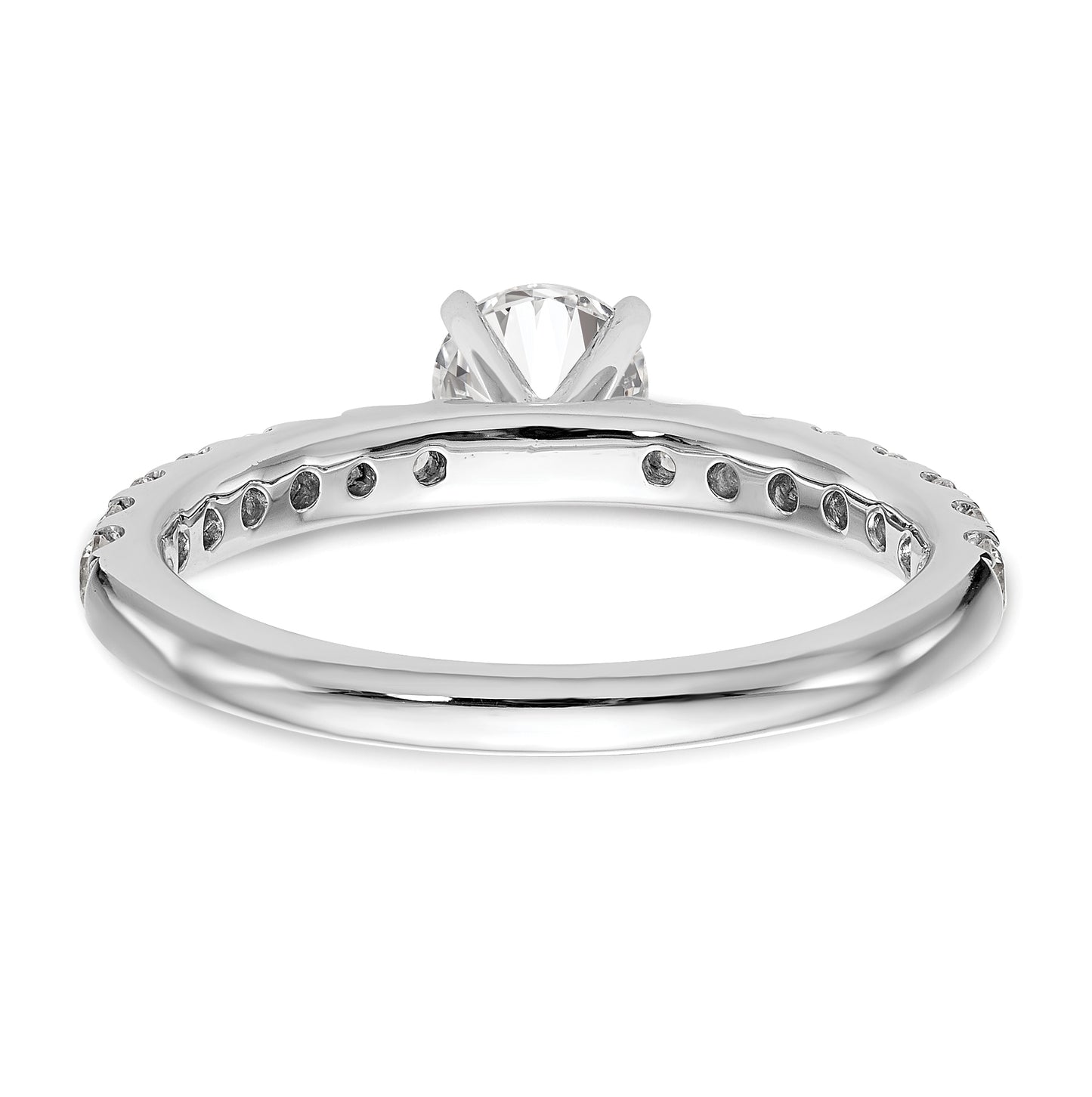 14K White Gold Peg Set 1/2 carat Diamond Semi-mount Engagement Ring,  2.9 to 2.4 mm (tapered)