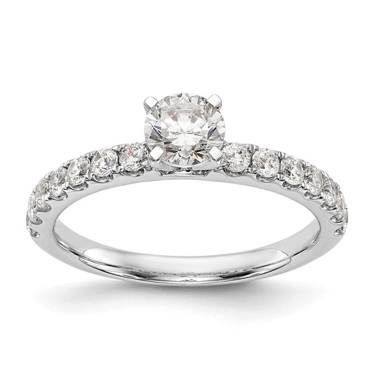 14K White Gold Peg Set 1/2 carat Diamond Semi-mount Engagement Ring,  2.9 to 2.4 mm (tapered)