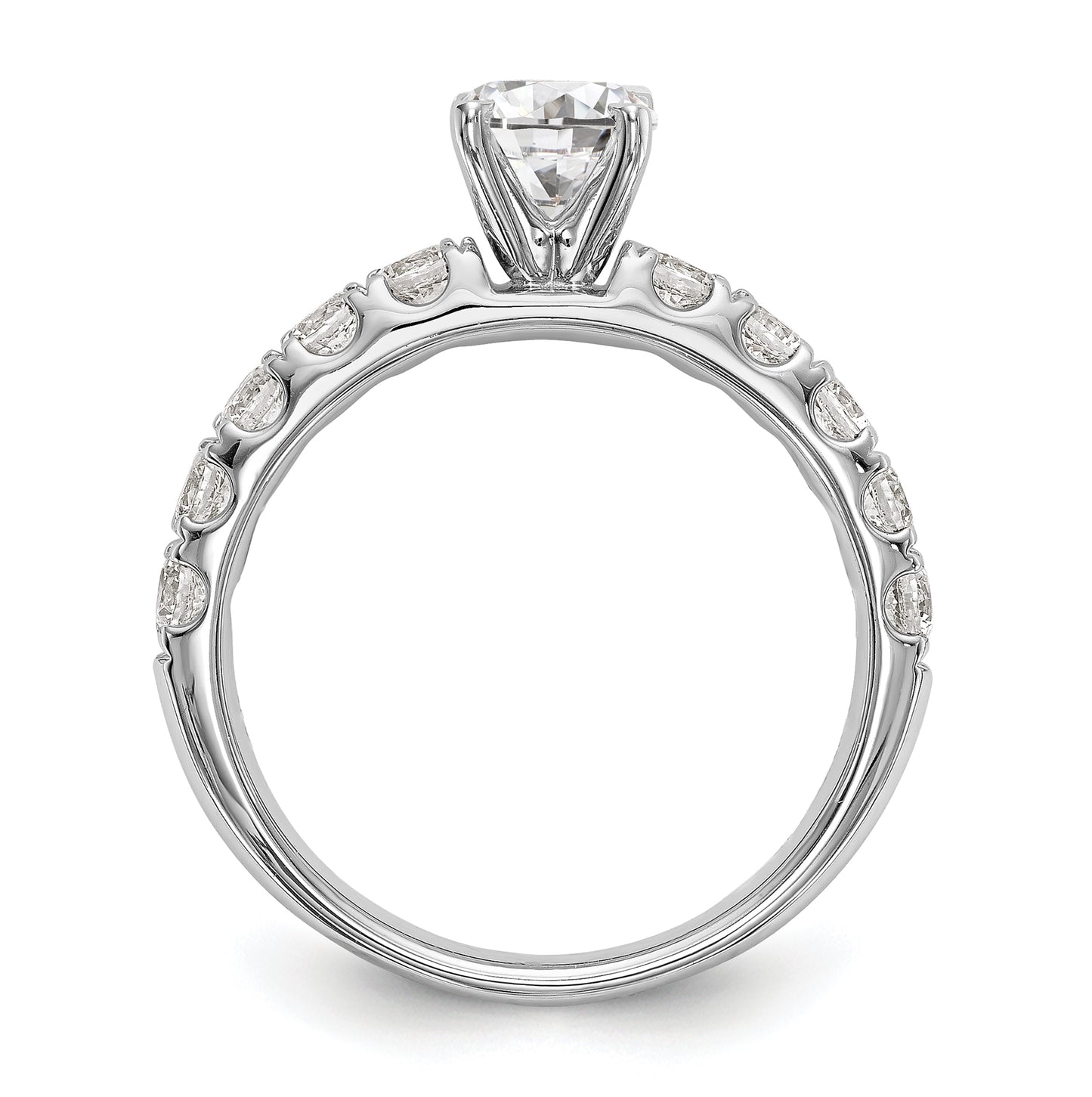 14K White Gold Peg Set 3/4 carat Diamond Semi-mount Engagement Ring,  3 mm