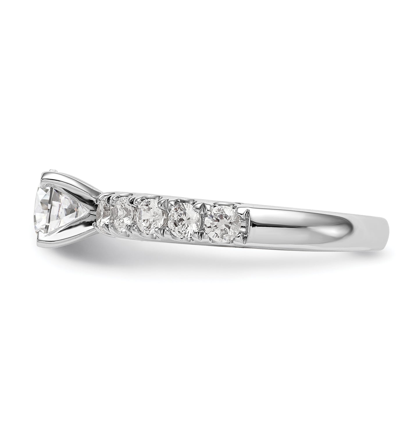 14K White Gold Peg Set 3/4 carat Diamond Semi-mount Engagement Ring,  3 mm