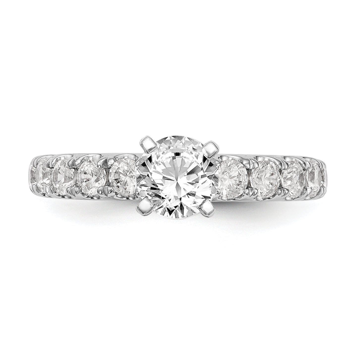 14K White Gold Peg Set 3/4 carat Diamond Semi-mount Engagement Ring,  3 mm