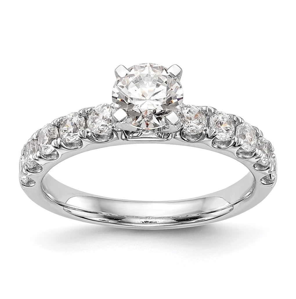 14K White Gold Peg Set 3/4 carat Diamond Semi-mount Engagement Ring,  3 mm
