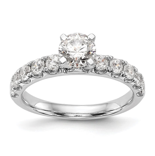 14K White Gold Peg Set 3/4 carat Diamond Semi-mount Engagement Ring,  3 mm