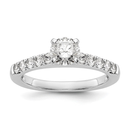 14K White Gold Peg Set 1/2 carat Diamond Semi-mount Engagement Ring,  3 to 2.7 mm (tapered)