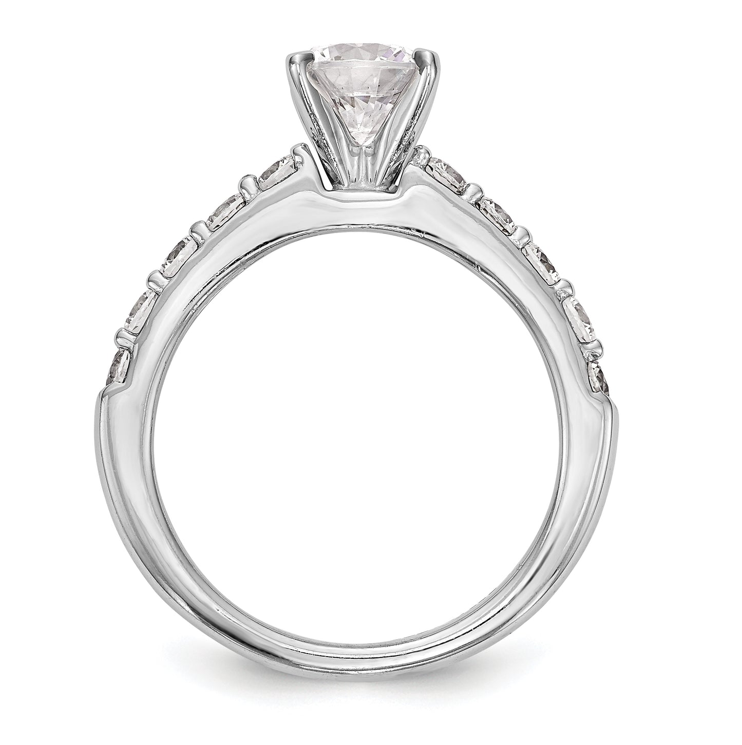 14K White Gold Peg Set 3/4 carat Diamond Semi-mount Engagement Ring,  3.3 to 2.5 mm (tapered)