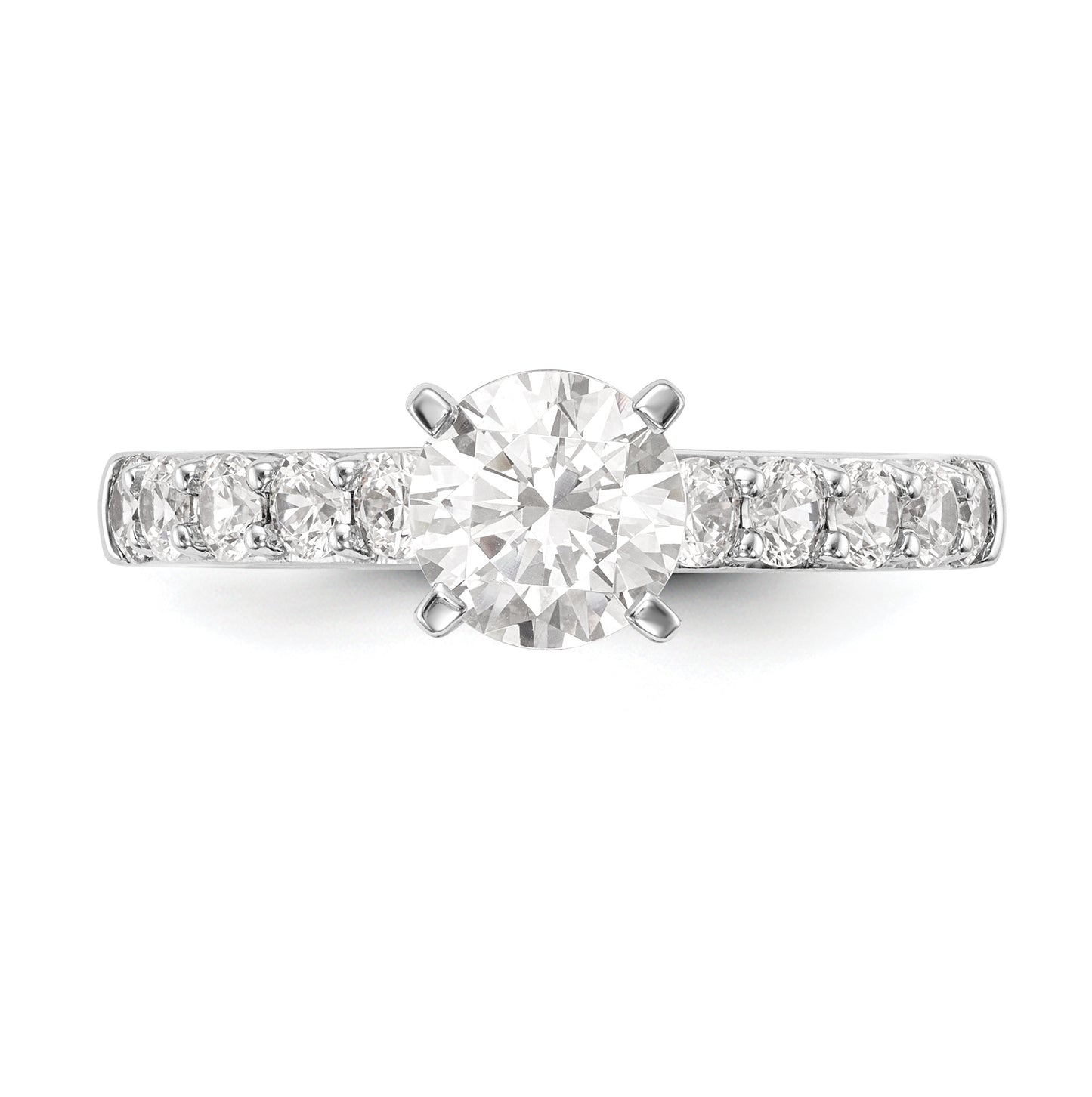 14K White Gold Peg Set 3/4 carat Diamond Semi-mount Engagement Ring,  3.3 to 2.5 mm (tapered)