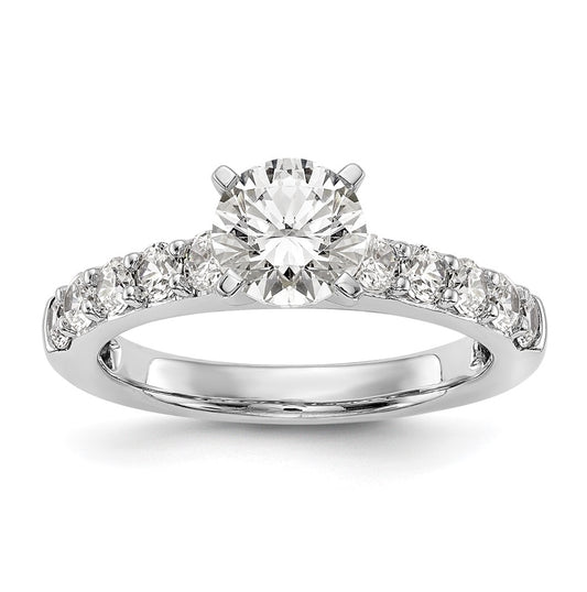 14K White Gold Peg Set 3/4 carat Diamond Semi-mount Engagement Ring,  3.3 to 2.5 mm (tapered)