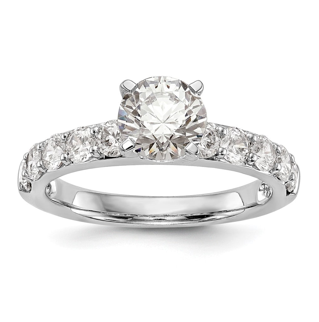14K White Gold Peg Set 7/8 carat Diamond Semi-mount Engagement Ring