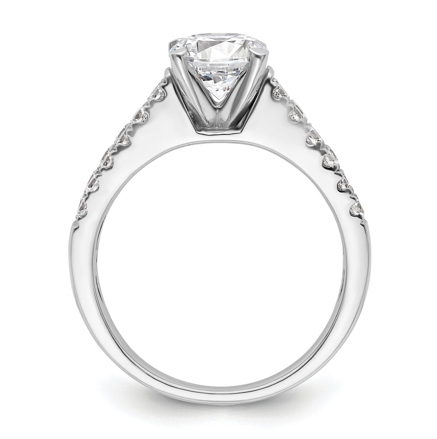 14K White Gold 2-Row Peg Set 5/8 carat Diamond Semi-mount Engagement Ring