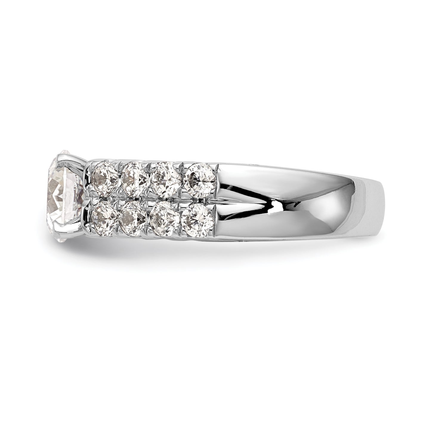 14K White Gold 2-Row Peg Set 1.4 carat Diamond Semi-mount Engagement Ring
