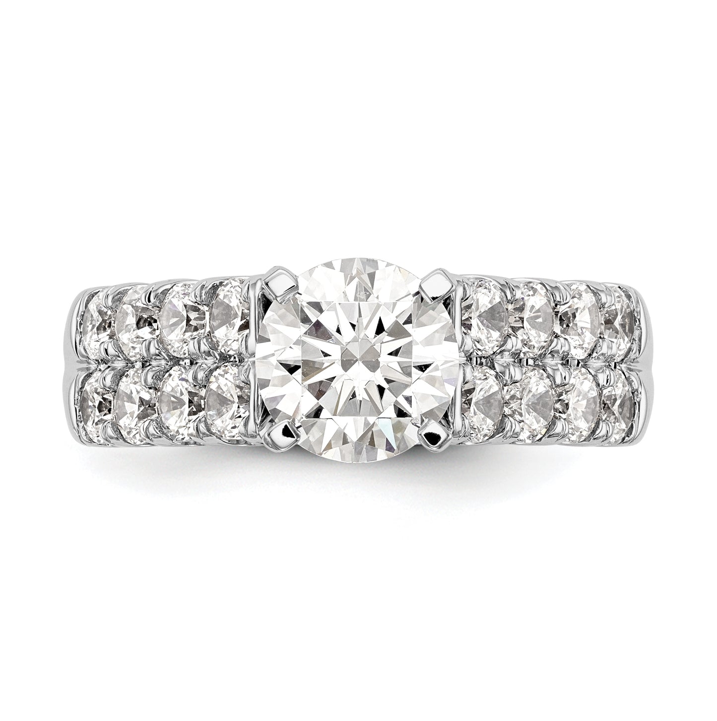 14K White Gold 2-Row Peg Set 1.4 carat Diamond Semi-mount Engagement Ring