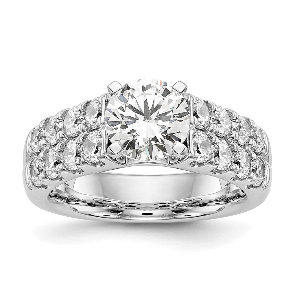 14K White Gold 2-Row Peg Set 1.4 carat Diamond Semi-mount Engagement Ring