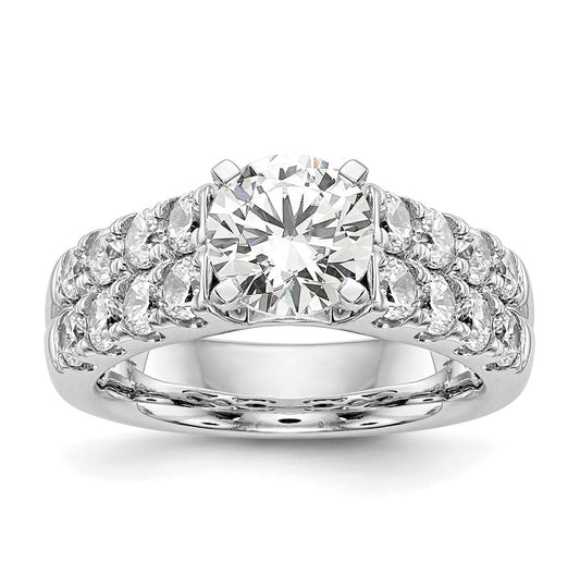 14K White Gold 2-Row Peg Set 1.4 carat Diamond Semi-mount Engagement Ring