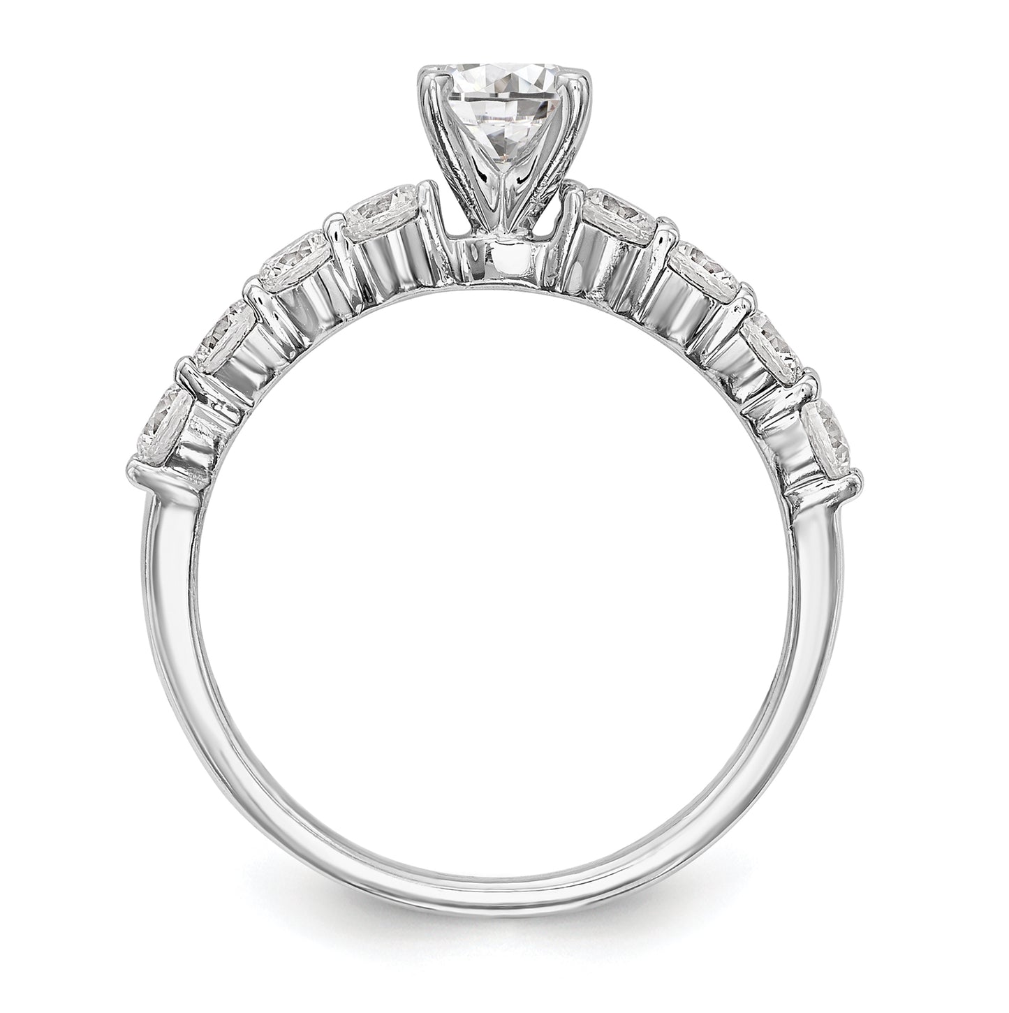 14K White Gold Peg Set 3/4 carat Diamond Semi-mount Engagement Ring,  2 to 1.4 mm (tapered)