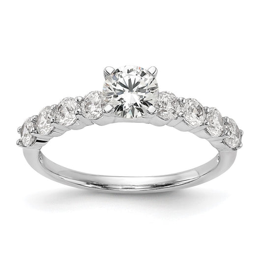 14K White Gold Peg Set 3/4 carat Diamond Semi-mount Engagement Ring,  2 to 1.4 mm (tapered)