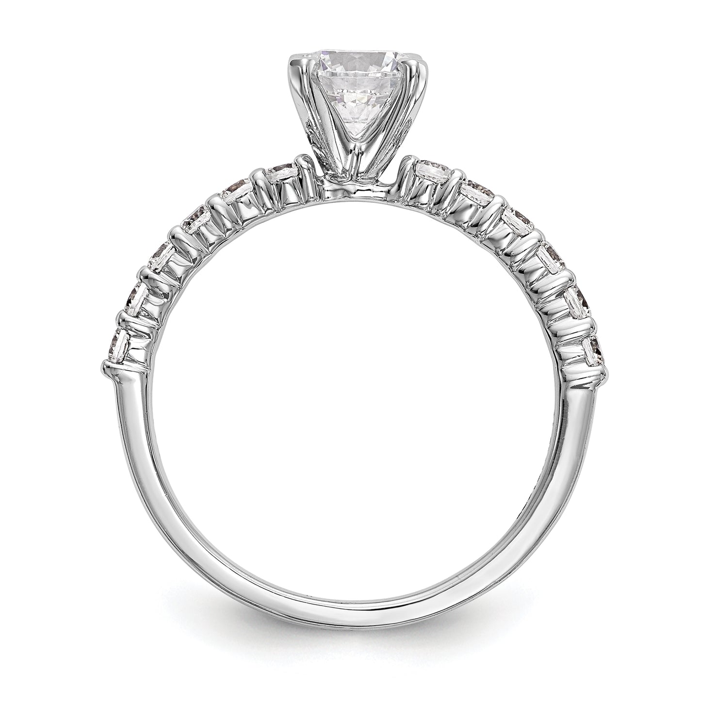 14K White Gold Peg Set 3/8 carat Diamond Semi-mount Engagement Ring,  2.3 to 1.7 mm (tapered)