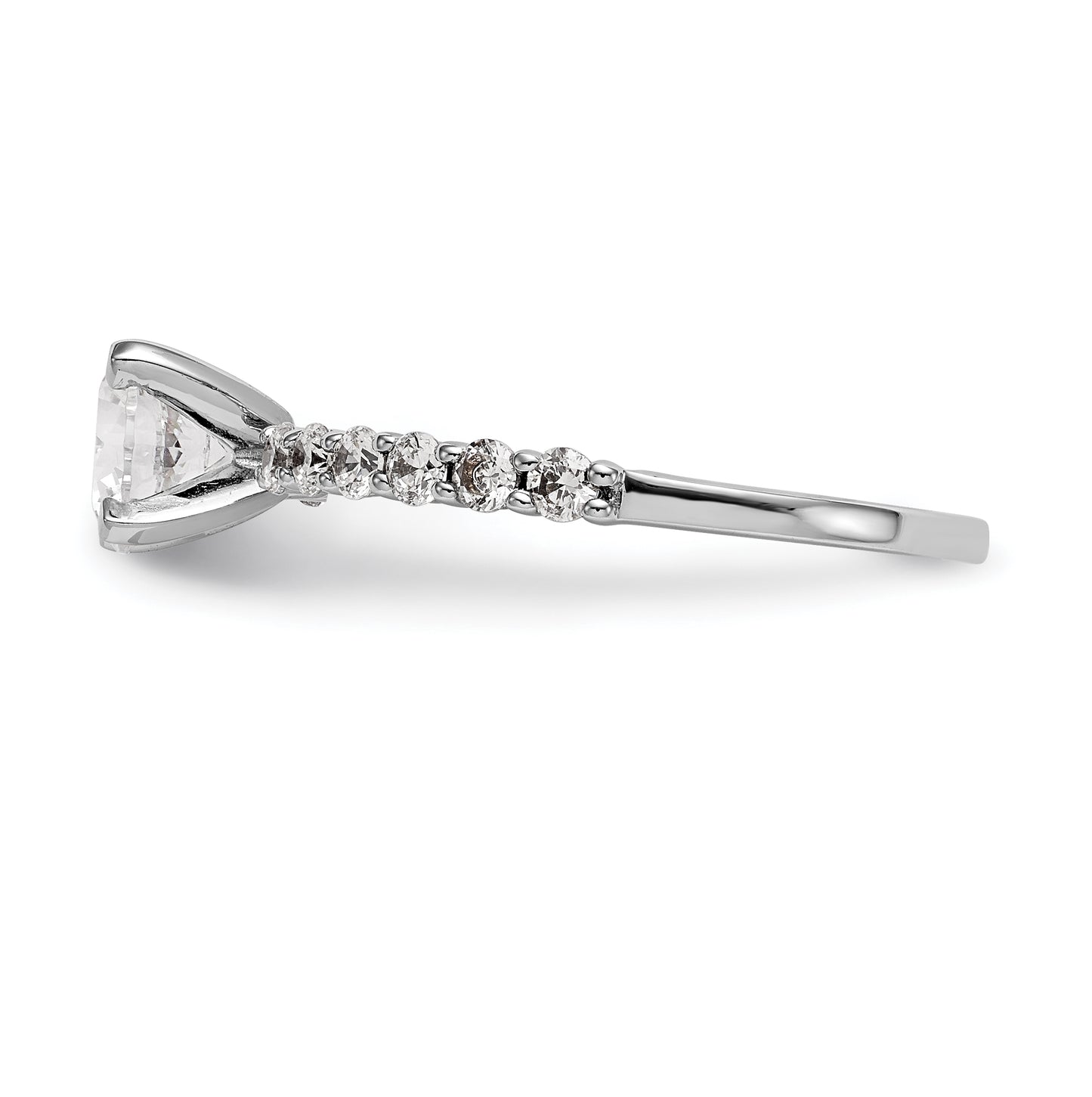 14K White Gold Peg Set 3/8 carat Diamond Semi-mount Engagement Ring,  2.3 to 1.7 mm (tapered)