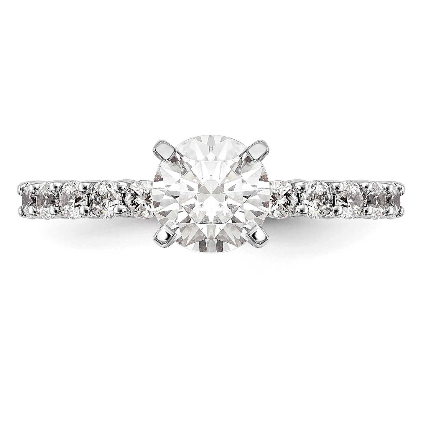 14K White Gold Peg Set 3/8 carat Diamond Semi-mount Engagement Ring,  2.3 to 1.7 mm (tapered)