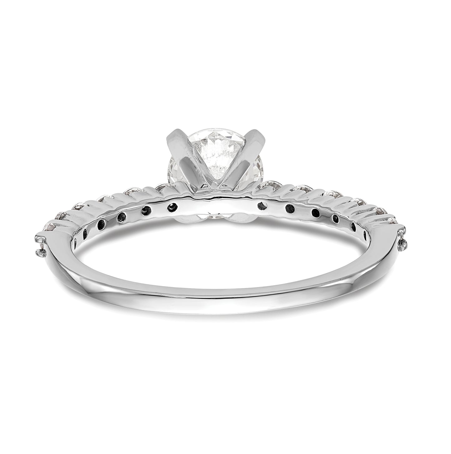 14K White Gold Peg Set 3/8 carat Diamond Semi-mount Engagement Ring,  2.3 to 1.7 mm (tapered)