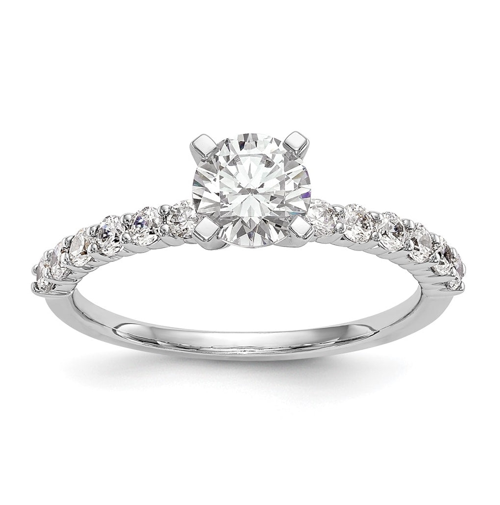 14K White Gold Peg Set 3/8 carat Diamond Semi-mount Engagement Ring,  2.3 to 1.7 mm (tapered)