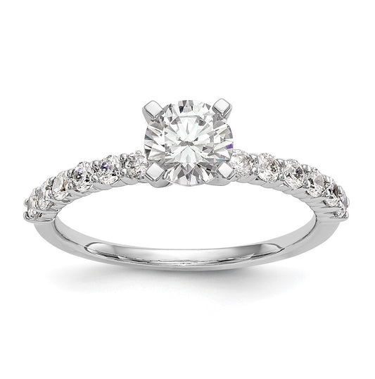 14K White Gold Peg Set 3/8 carat Diamond Semi-mount Engagement Ring,  2.3 to 1.7 mm (tapered)