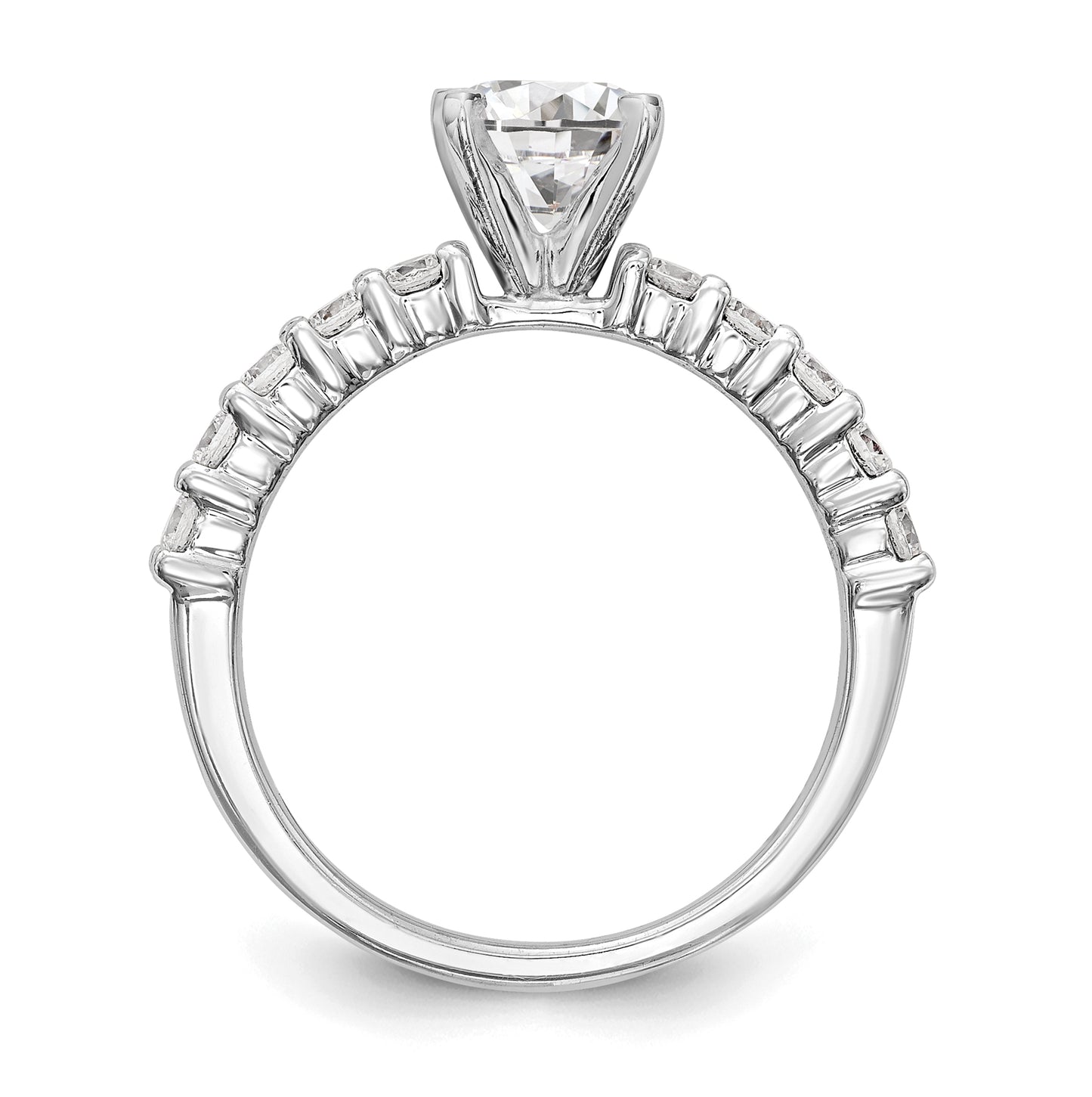14K White Gold Peg Set 1/2 carat Diamond Semi-mount Engagement Ring,  2 mm