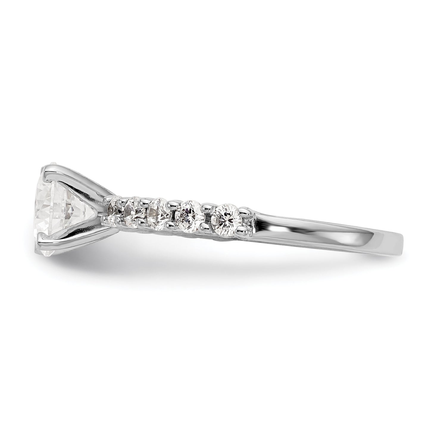14K White Gold Peg Set 1/2 carat Diamond Semi-mount Engagement Ring,  2 mm