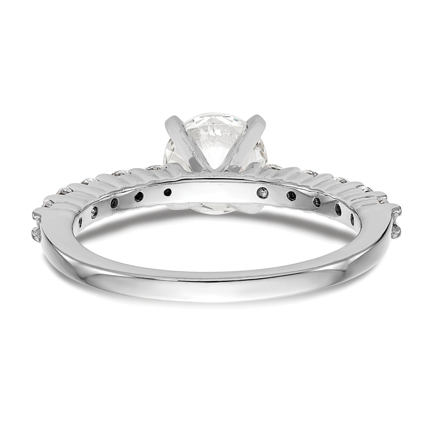 14K White Gold Peg Set 1/2 carat Diamond Semi-mount Engagement Ring,  2 mm