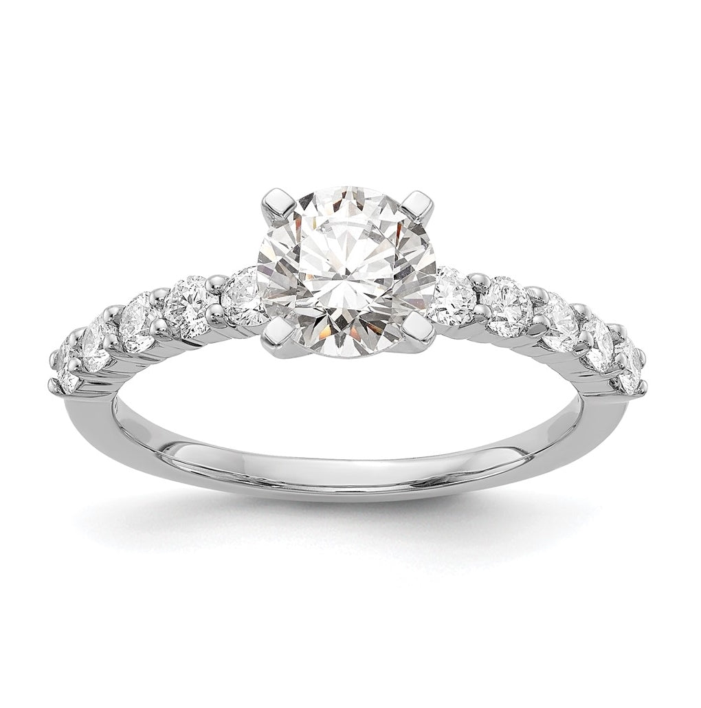 14K White Gold Peg Set 1/2 carat Diamond Semi-mount Engagement Ring,  2 mm