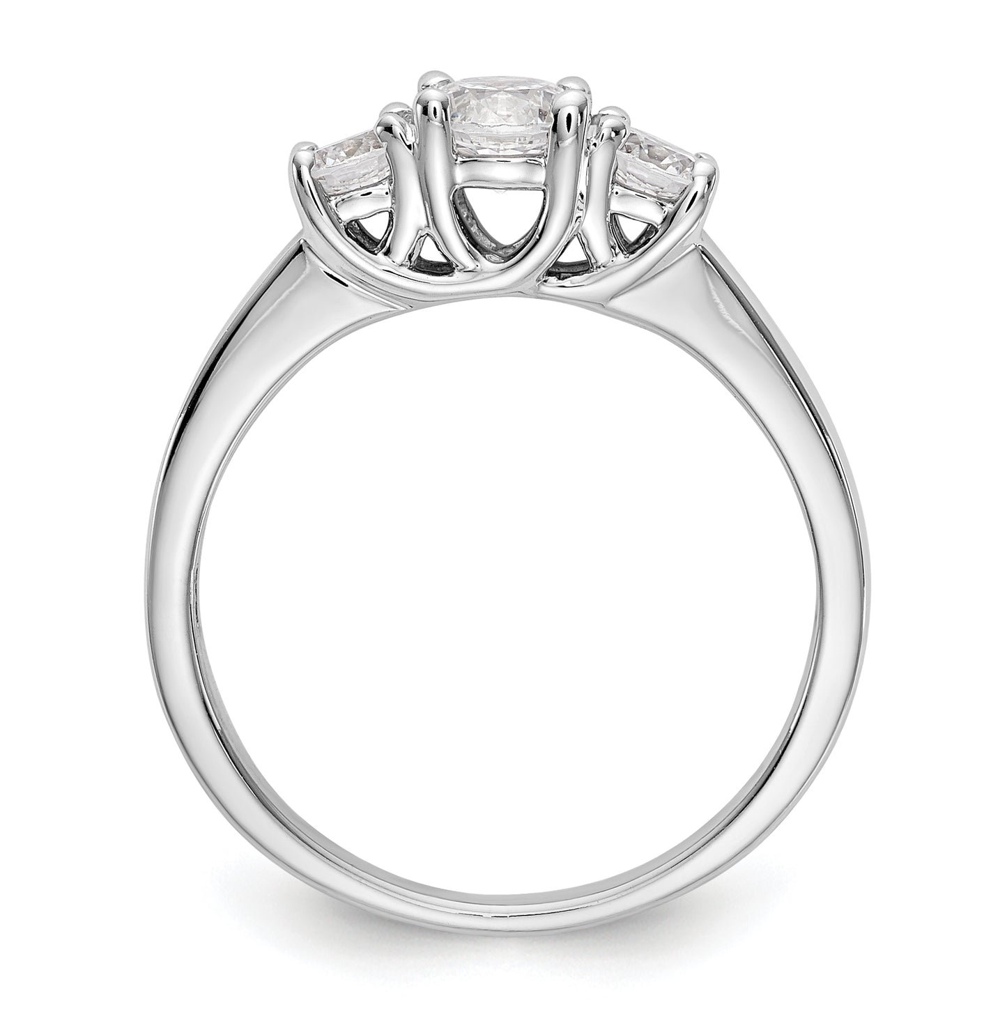 14K White Gold 3-Stone (Holds 3/8 carat (4.6mm) Round Center) Includes 2-3.7mm Round Side Diamonds Semi-Mount Engagement Ring