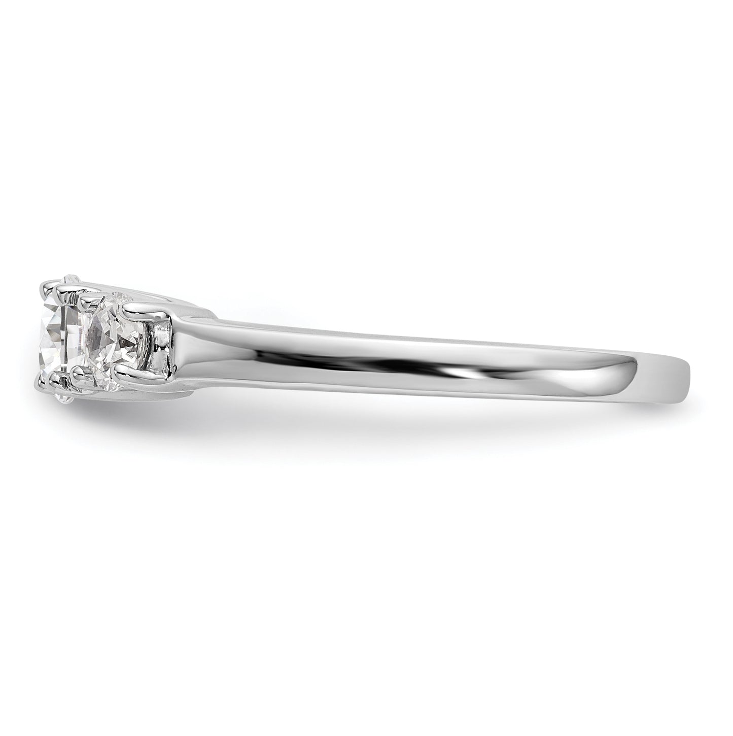 14K White Gold 3-Stone (Holds 3/8 carat (4.6mm) Round Center) Includes 2-3.7mm Round Side Diamonds Semi-Mount Engagement Ring