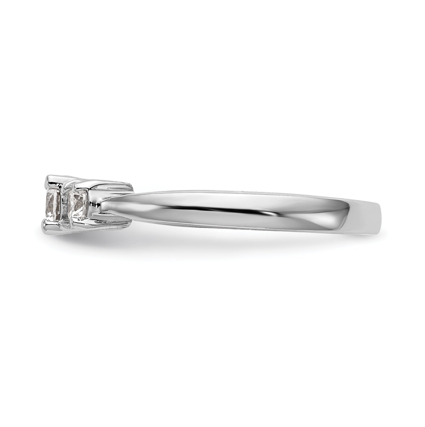 14K White Gold 3-Stone (Holds 1/3 carat (4.4mm) Round Center) Includes 2-3.3mm Round Side Diamonds Semi-Mount Engagement Ring