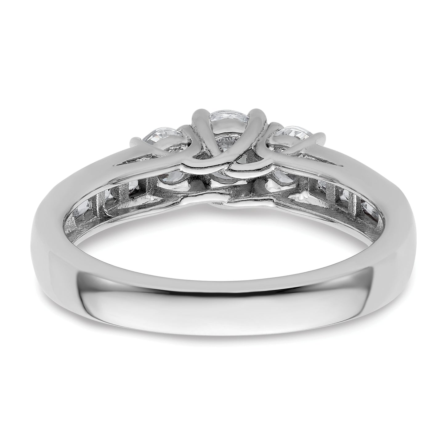 14K White Gold 3-Stone Plus (Holds 1/3 (4.5mm) Round Center and (2-3.6mm) Round Sides) Diamond Semi-Mount Engagement Ring