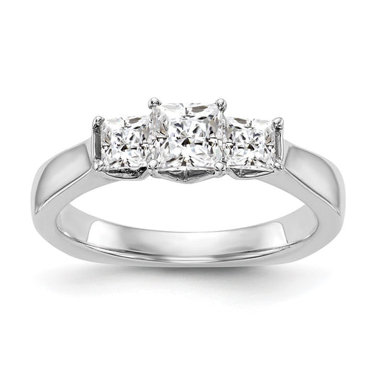 14K White Gold 3-Stone Diamond Semi-Mount Engagement Ring,  2.31 to 3.32 mm (tapered)