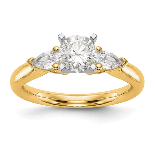 14K Yellow Gold 3-Stone Diamond Semi-Mount Peg Set Engagement Ring