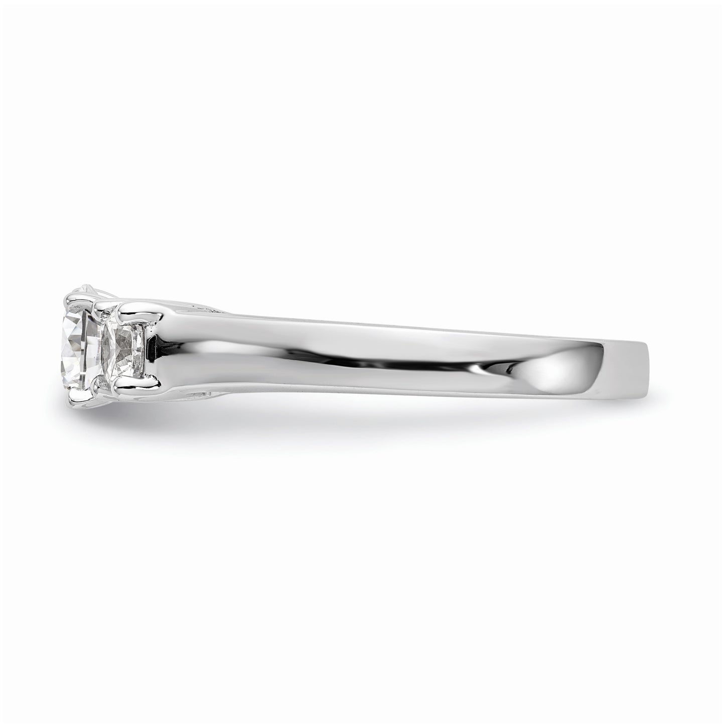 14K White Gold 3-Stone Peg Set Center Semi-mount Diamond Engagement Ring,  2.71 to 3.39 mm (tapered)