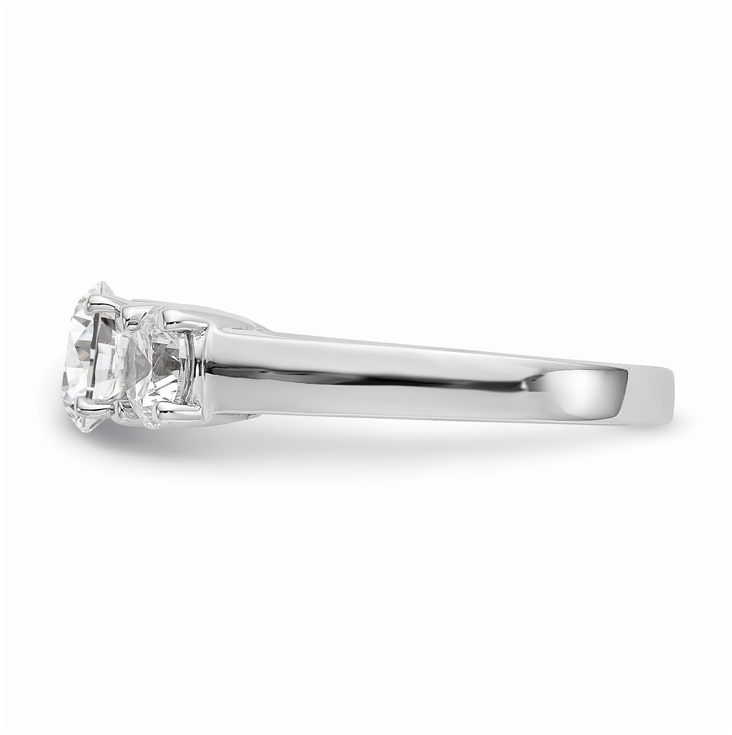 14K White Gold 3-Stone Peg Set Center Semi-mount Diamond Engagement Ring,  3.6 to 2.5 mm (tapered)