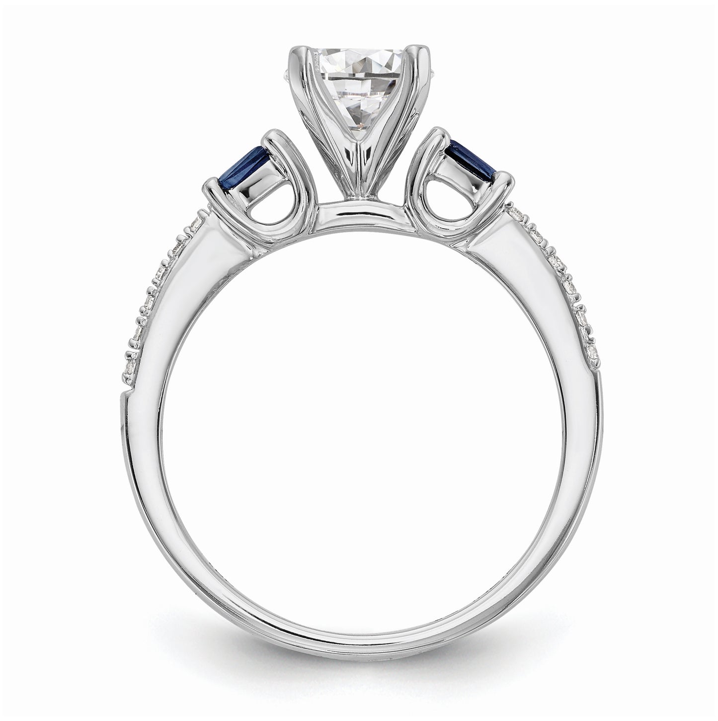 14k White Gold 3-stone Dia Peg Set w/Sapphire Semi-Mount Including 2-Sapphire Side Stones Engagement Ring