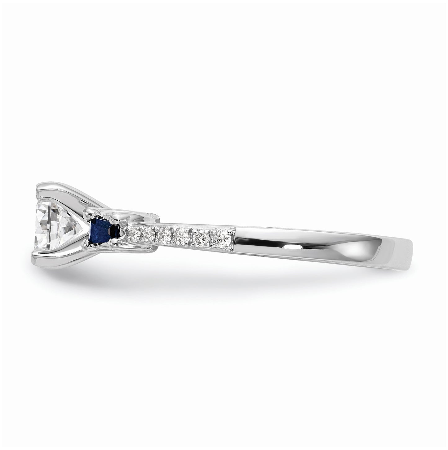 14k White Gold 3-stone Dia Peg Set w/Sapphire Semi-Mount Including 2-Sapphire Side Stones Engagement Ring