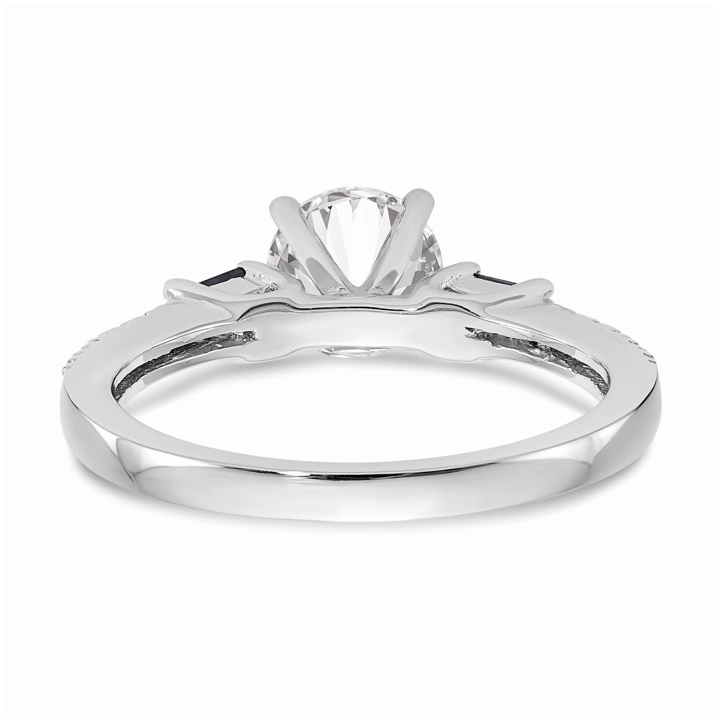 14k White Gold 3-stone Dia Peg Set w/Sapphire Semi-Mount Including 2-Sapphire Side Stones Engagement Ring