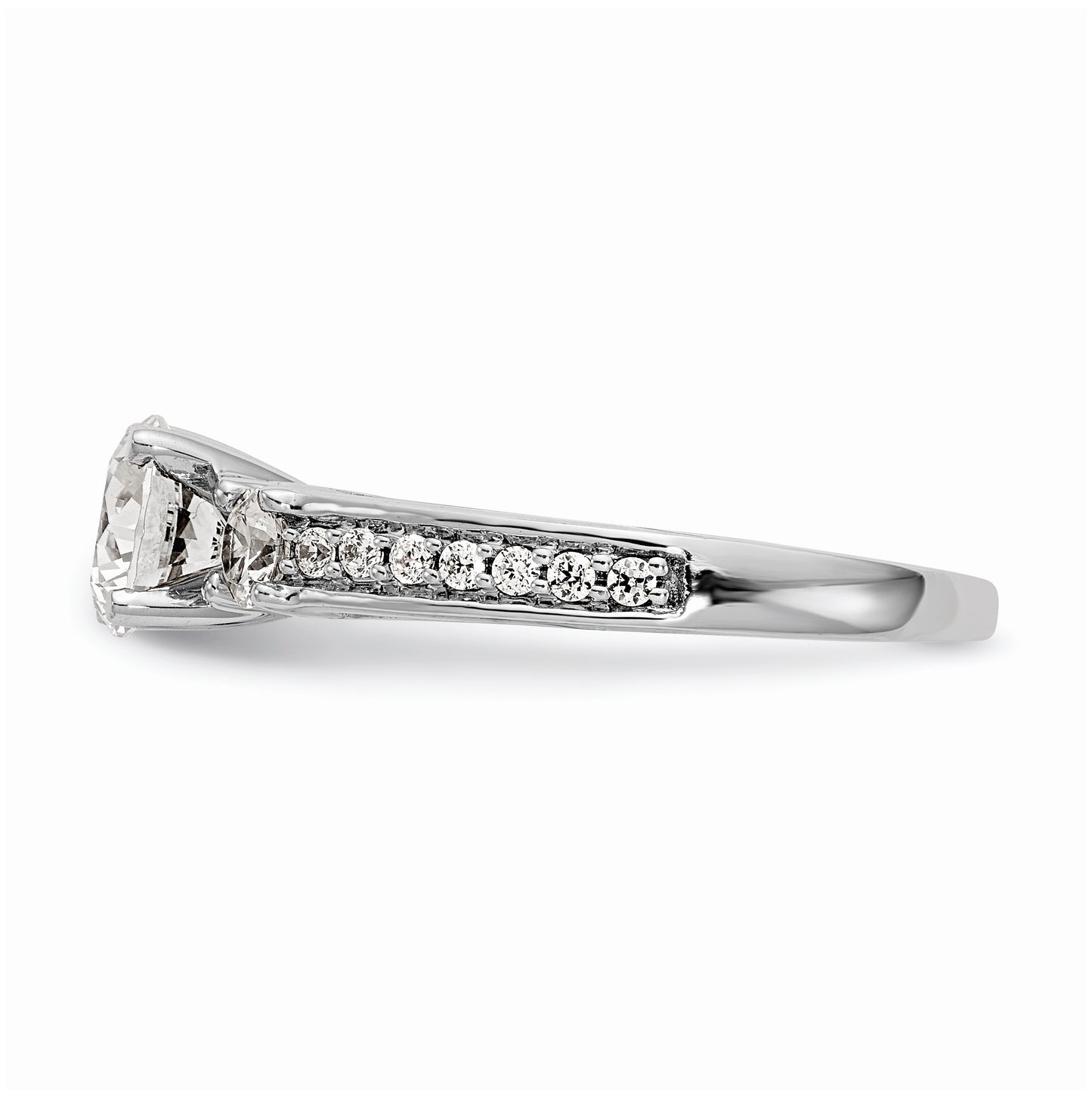 14K White Gold 3-Stone Plus Peg-Set Center 1/5 carat Diamond Semi-mount Engagement Ring