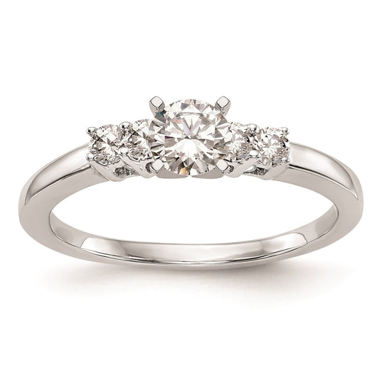 14K White Gold 5-Stone Peg Set Center Semi-mount Diamond Engagement Ring