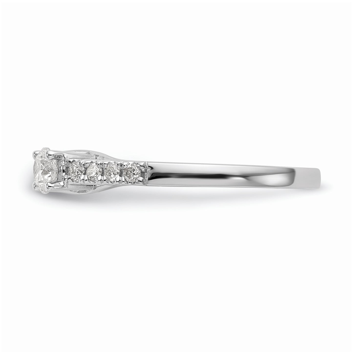14K White Gold 3-Stone Plus Peg Set Center Diamond Semi-mount Engagement Ring,  1.77 to 2.05 mm (tapered)