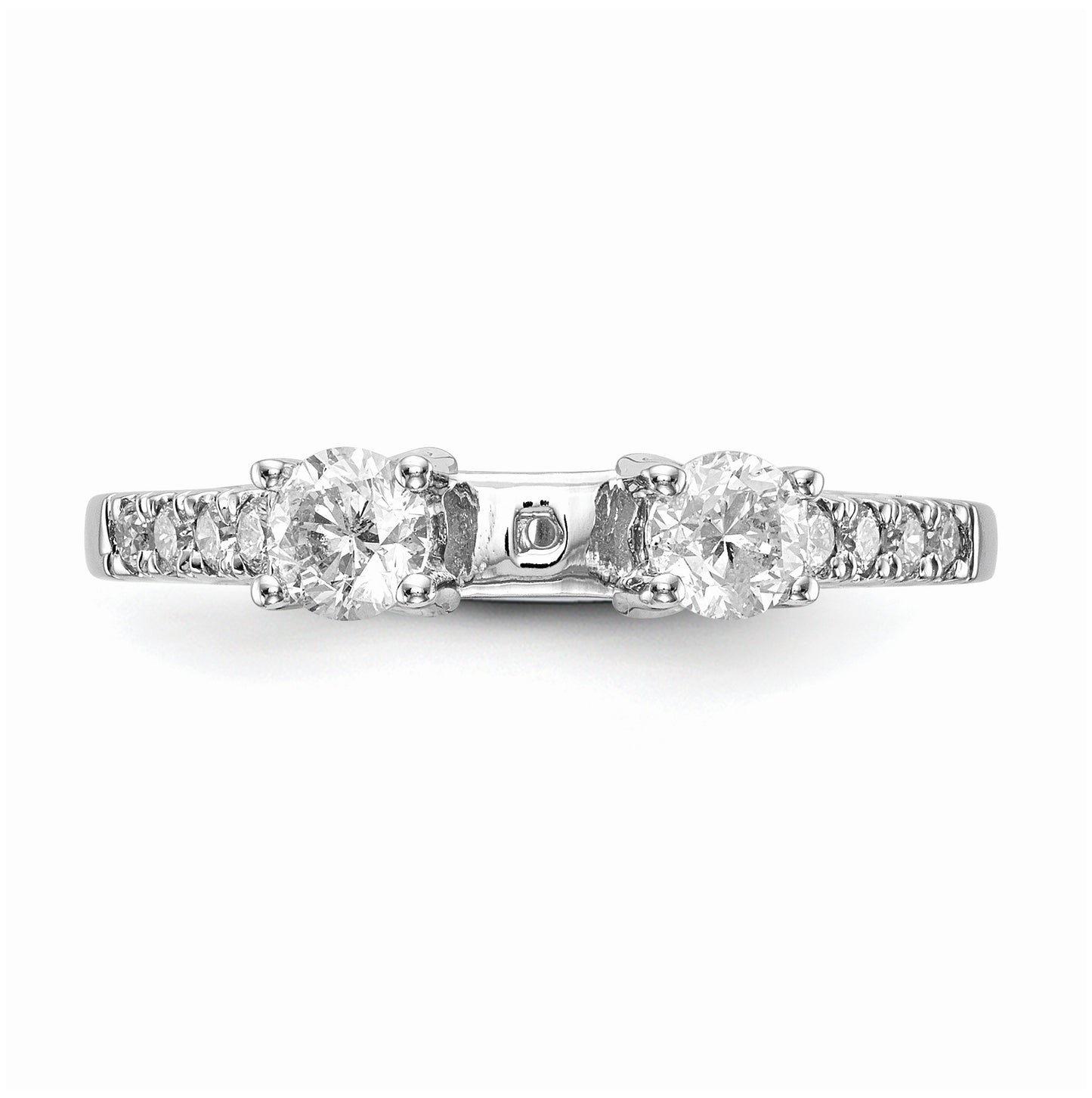 14K White Gold 3-Stone Plus Peg Set Center Diamond Semi-mount Engagement Ring,  1.77 to 2.05 mm (tapered)