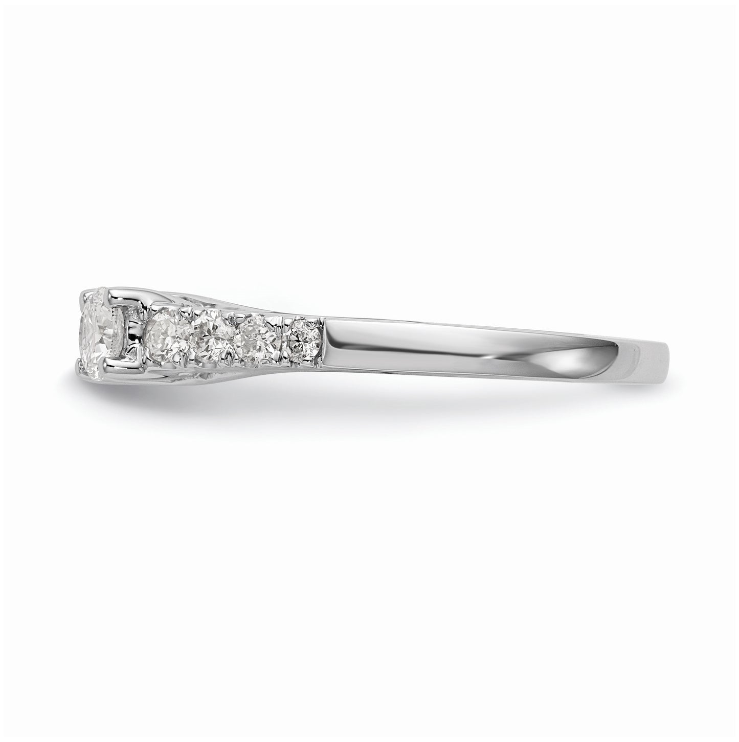 14K White Gold 3-Stone Plus Peg Set Center Diamond Semi-mount Engagement Ring,  2.03 to 2.56 mm (tapered)