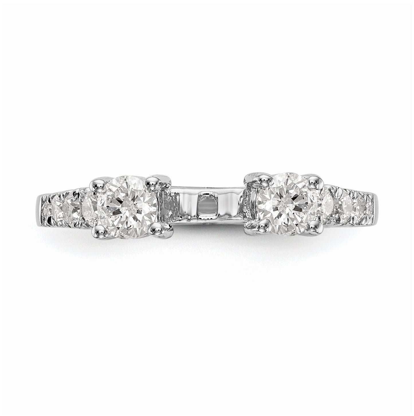 14K White Gold 3-Stone Plus Peg Set Center Diamond Semi-mount Engagement Ring,  2.03 to 2.56 mm (tapered)
